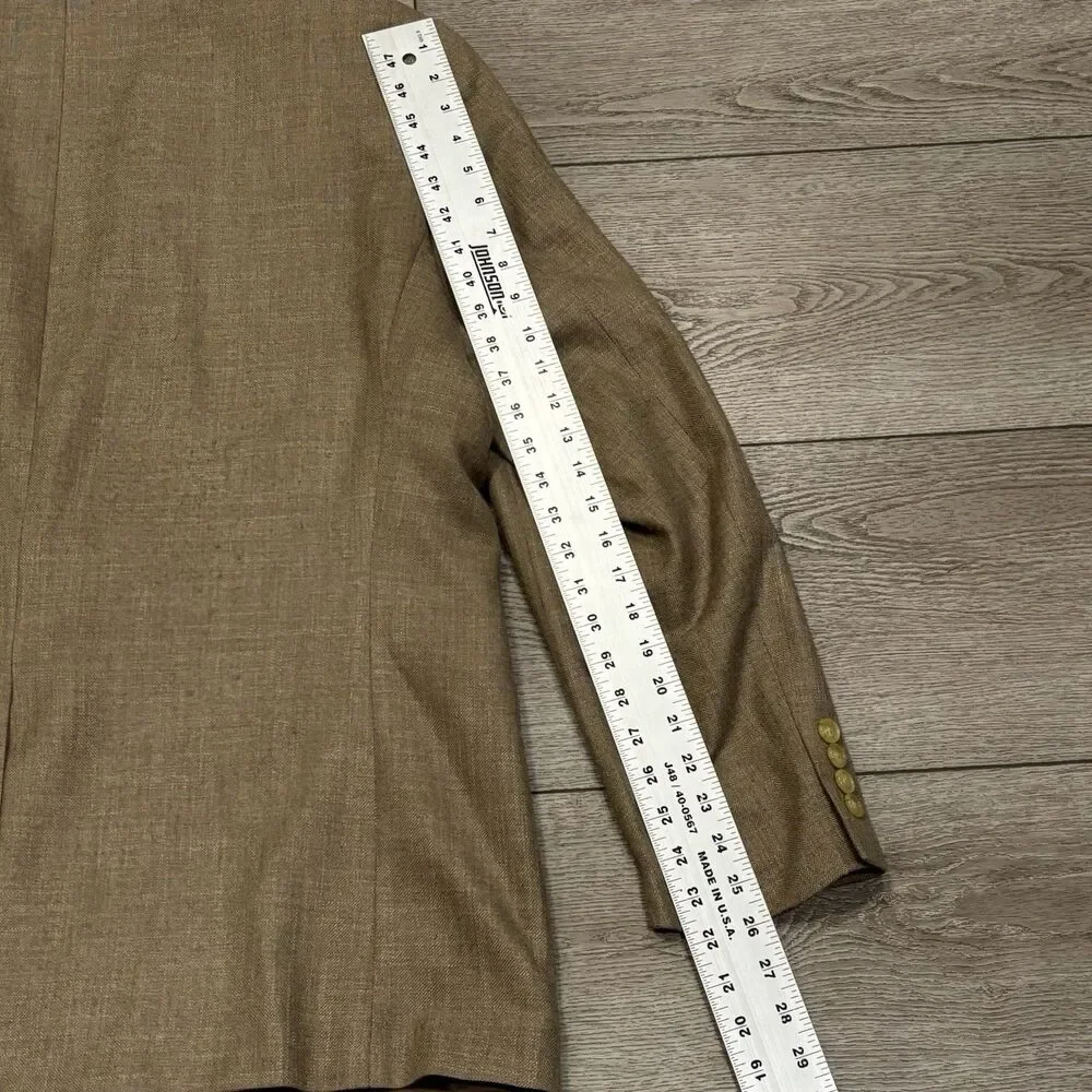 Vintage Lauren Ralph Lauren Jacket Men's 46L‎ Brown Blazer Linen Poly Blend